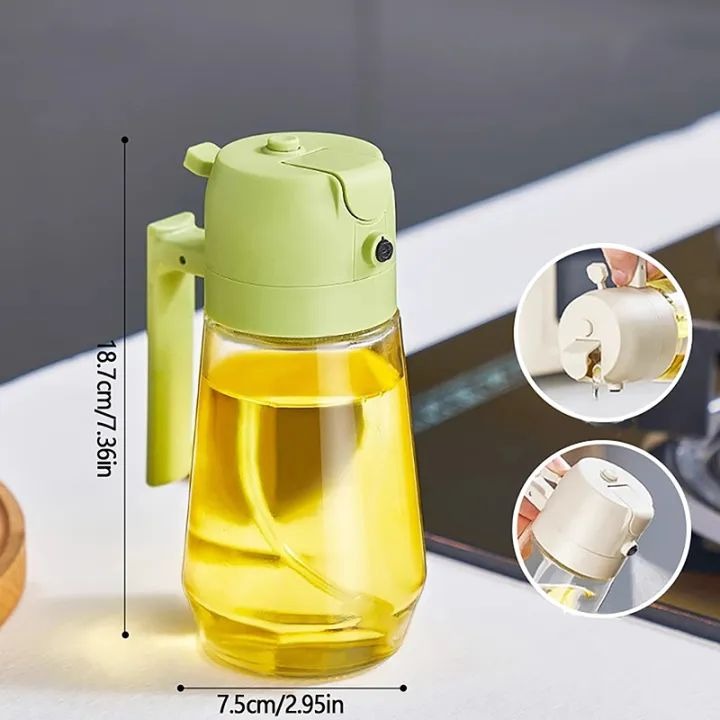 2-in-1 Glass Oil Sprayer & Dispenser Bottle – Leakproof Olive Oil Spray for Air Fryer, BBQ, Salad & Cooking