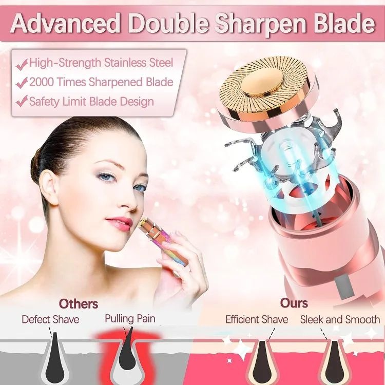Flawless 2-in-1 Electric Facial Hair Remover & Eyebrow Trimmer | USB Rechargeable Painless Hair Removal for Women