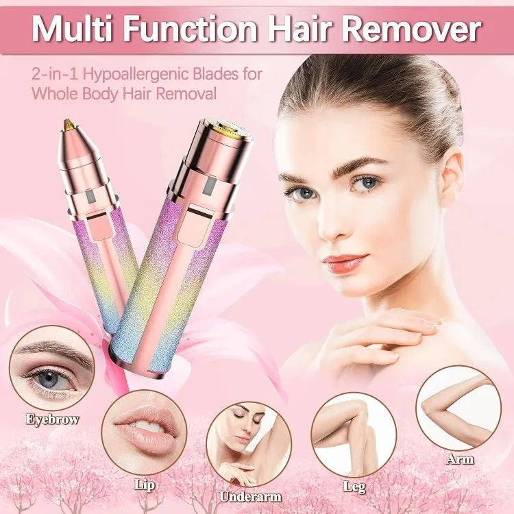 Flawless 2-in-1 Electric Facial Hair Remover & Eyebrow Trimmer | USB Rechargeable Painless Hair Removal for Women