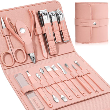 16-in-1 Stainless Steel Manicure & Pedicure Nail Care Kit – Nail Clipper Set with Travel Case