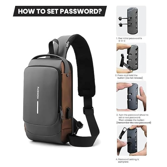 Anti-Theft Chest Sling Bag with USB Charging Port – Waterproof Crossbody Travel & Sports Shoulder Bag