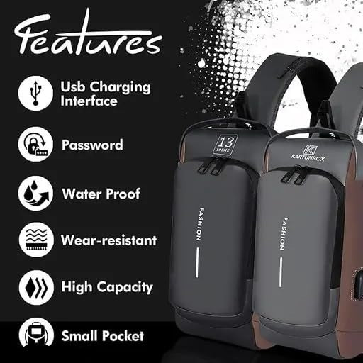 Anti-Theft Chest Sling Bag with USB Charging Port – Waterproof Crossbody Travel & Sports Shoulder Bag