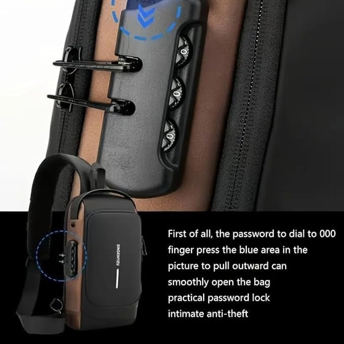 Anti-Theft Chest Sling Bag with USB Charging Port – Waterproof Crossbody Travel & Sports Shoulder Bag