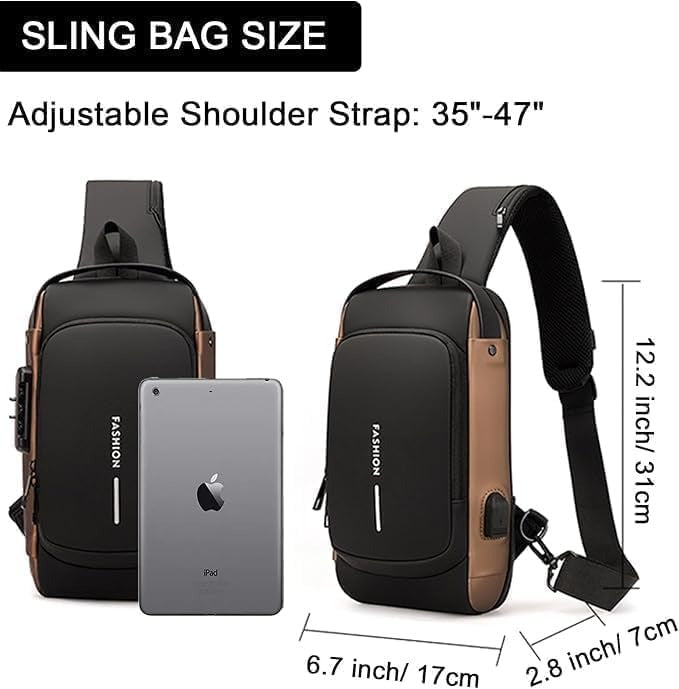 Anti-Theft Chest Sling Bag with USB Charging Port – Waterproof Crossbody Travel & Sports Shoulder Bag