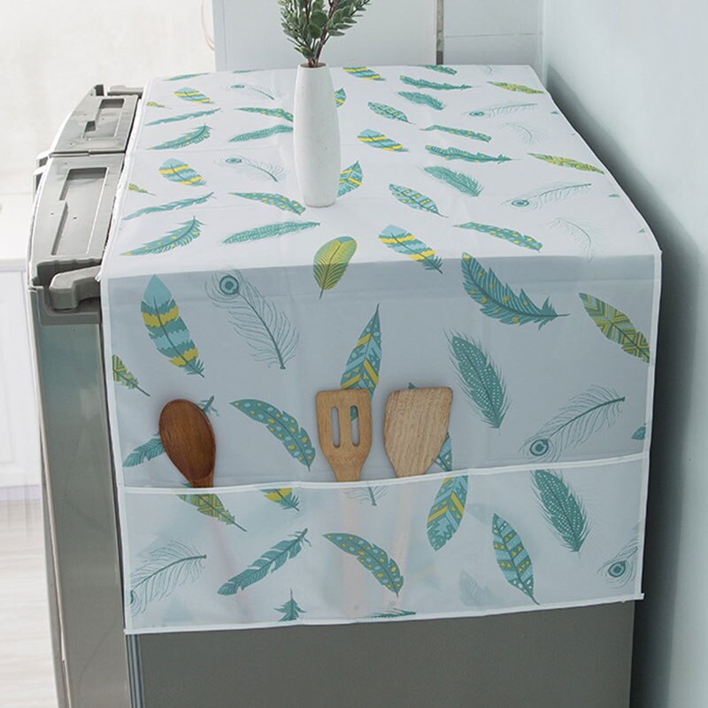 Anti-Dust Waterproof Oil-Proof Refrigerator Cover with Side Storage Pockets | Washable Fridge Top Protector for Kitchen Organization