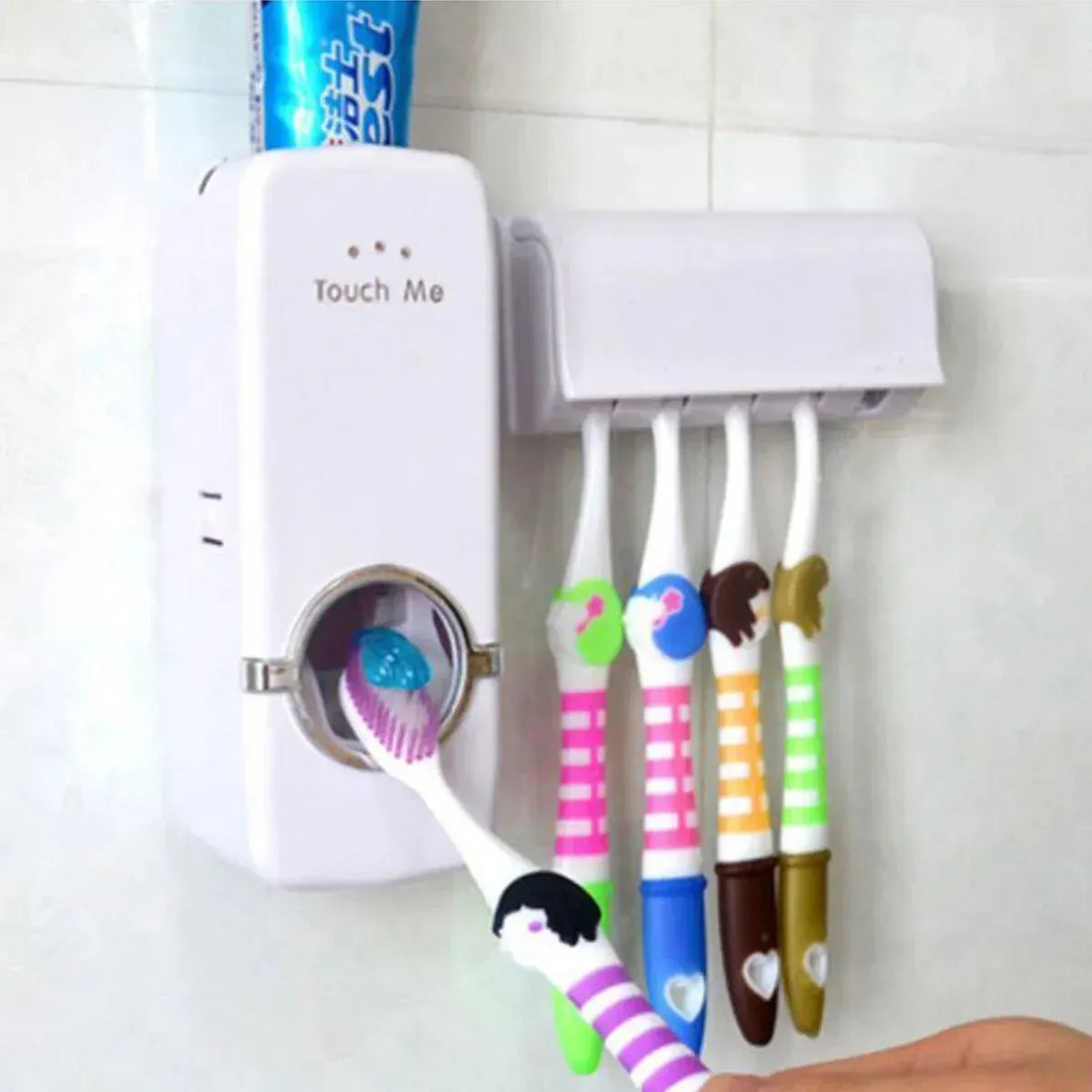 Automatic Toothpaste Dispenser with Toothbrush Holder – Wall Mounted Bathroom Organizer
