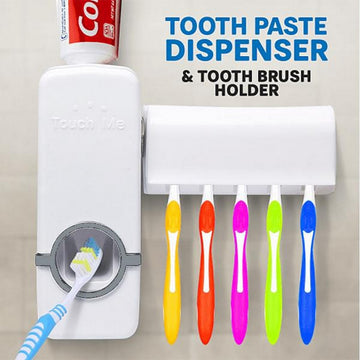 Automatic Toothpaste Dispenser with Toothbrush Holder – Wall Mounted Bathroom Organizer