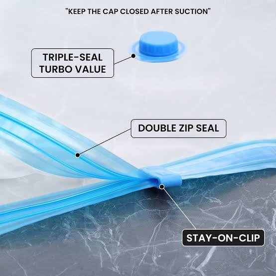 Vacuum Storage Bags Set of 5 with Hand Pump – Space Saving Compression Bags for Clothes, Bedding & Travel