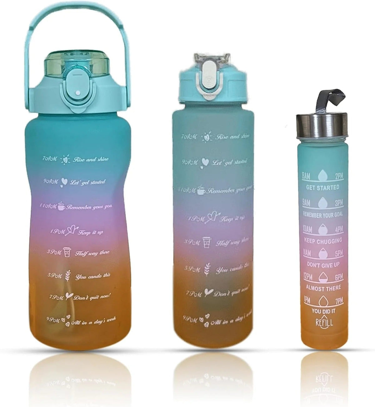 3-Piece Motivational Water Bottle Set – Leakproof Sports Water Bottles with Flip-Top Lid for Gym, Fitness, Travel & Daily Hydration