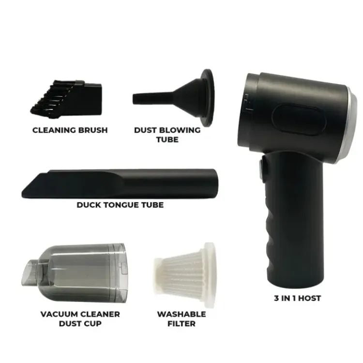 3-in-1 Portable Car Vacuum Cleaner – Wireless Rechargeable Handheld Vacuum for Car, Home & Office