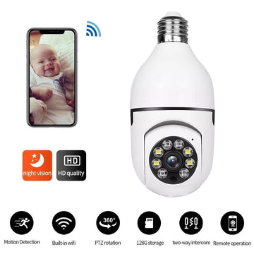 V380 Smart WiFi Bulb Camera | 360° Security Camera with AI Motion Detection, Full Color Night Vision, Two-Way Audio & Mobile App Control