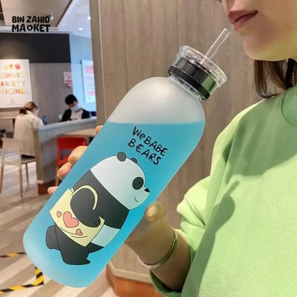 We Babe Bears Frosted Plastic Water Bottle with Straw 1000ml