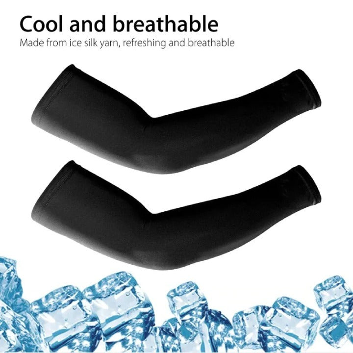 3 Pairs Premium UV Cooling Arm Sleeves | Stretchable Fabric, Full Arm Gloves Free Size