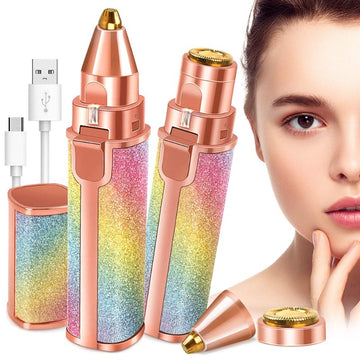 Flawless 2-in-1 Electric Facial Hair Remover & Eyebrow Trimmer | USB Rechargeable Painless Hair Removal for Women, LED Precision Shaver for Face, Upper Lip & Chin