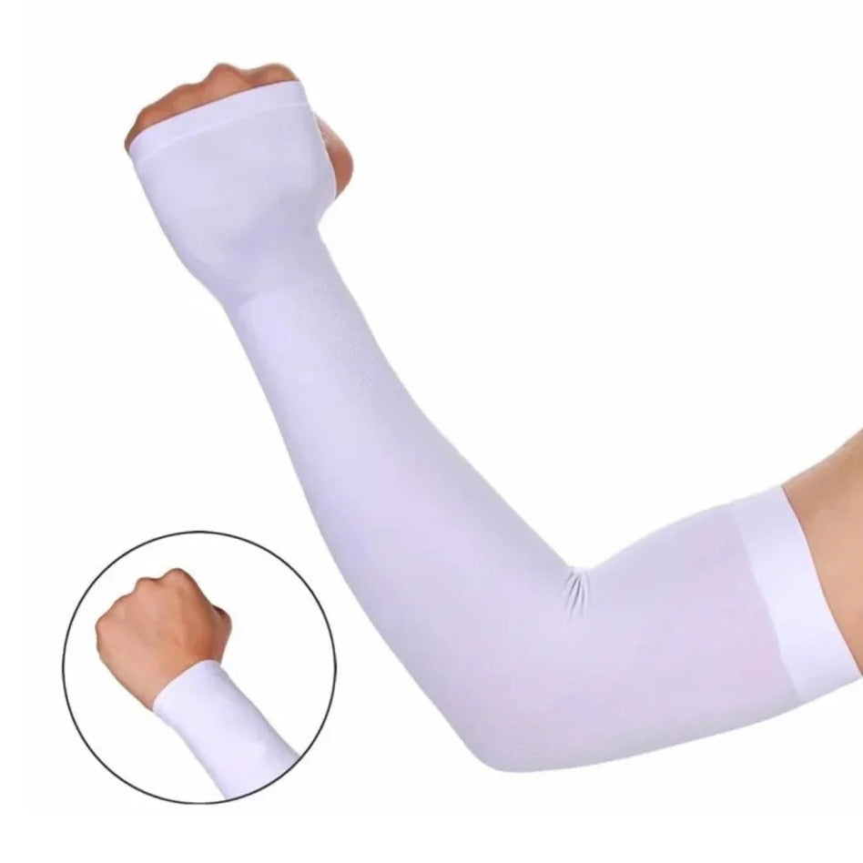 3 Pairs Premium UV Cooling Arm Sleeves | Stretchable Fabric, Full Arm Gloves Free Size