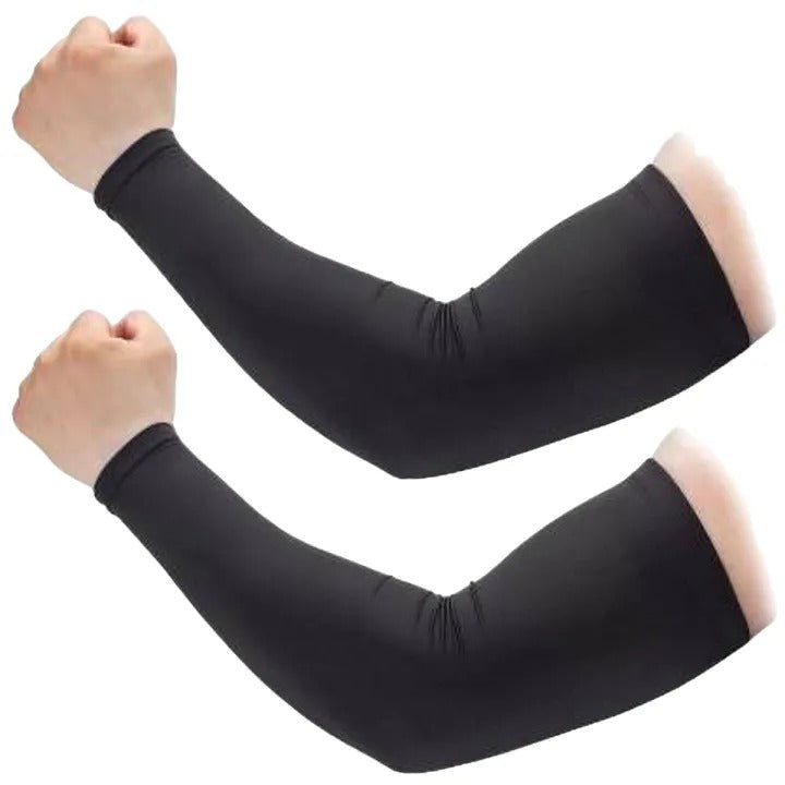 3 Pairs Premium UV Cooling Arm Sleeves | Stretchable Fabric, Full Arm Gloves Free Size