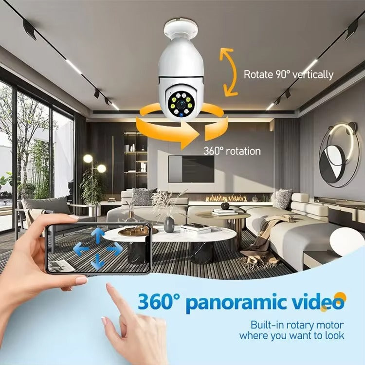 V380 Smart WiFi Bulb Camera | 360° Security Camera with AI Motion Detection, Full Color Night Vision, Two-Way Audio & Mobile App Control