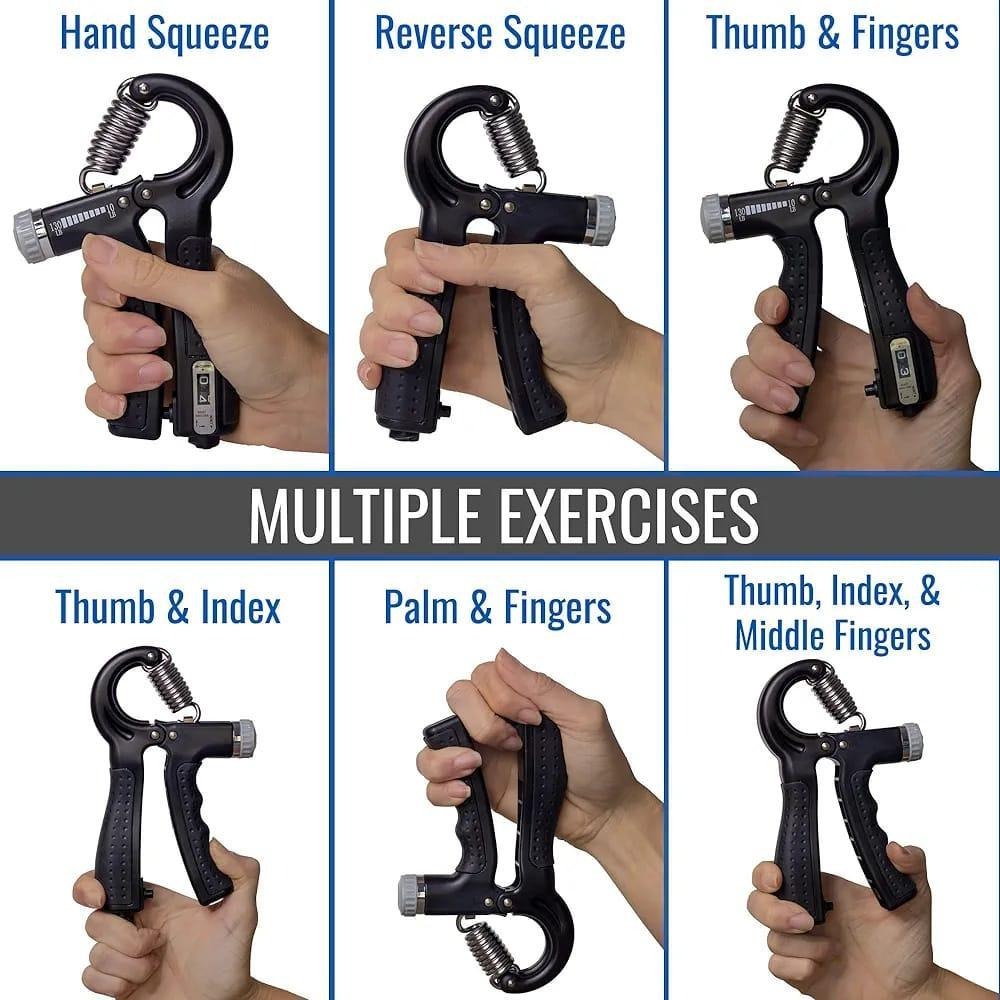 Adjustable Hand Grip Strengthener 10–130 LB | Forearm & Wrist Trainer with Grip Counter for Gym, Fitness, Sports & Hand Exercise