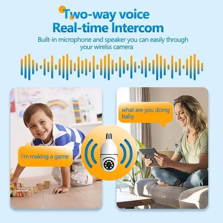 V380 Smart WiFi Bulb Camera | 360° Security Camera with AI Motion Detection, Full Color Night Vision, Two-Way Audio & Mobile App Control