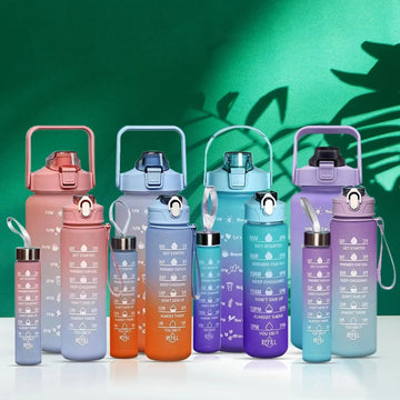 3-Piece Motivational Water Bottle Set – Leakproof Sports Water Bottles with Flip-Top Lid for Gym, Fitness, Travel & Daily Hydration