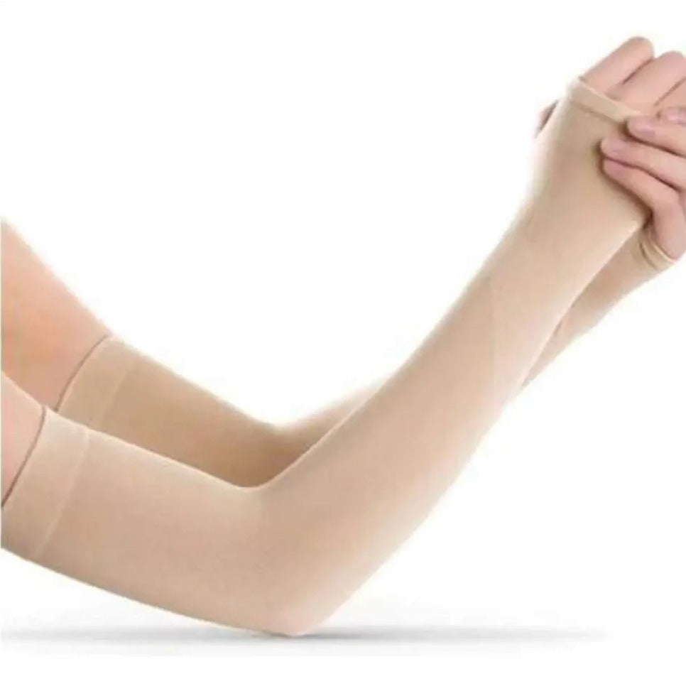 3 Pairs Premium UV Cooling Arm Sleeves | Stretchable Fabric, Full Arm Gloves Free Size