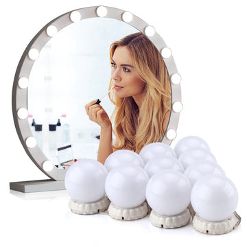 LED Vanity Mirror 10 Lights | Hollywood Makeup Mirror Light Kit with 3 Color Modes, Adjustable Brightness & USB Powered Bulbs
