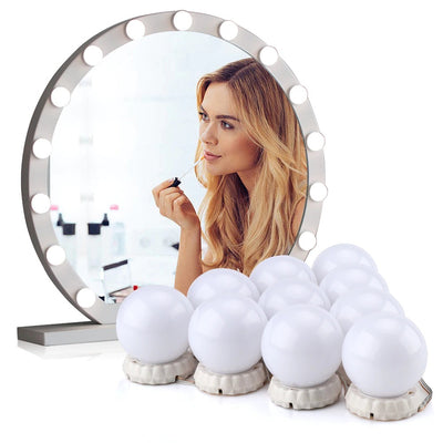 LED Vanity Mirror 10 Lights | Hollywood Makeup Mirror Light Kit with 3 Color Modes, Adjustable Brightness & USB Powered Bulbs