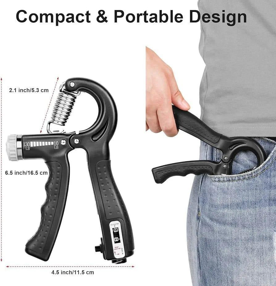 Adjustable Hand Grip Strengthener 10–130 LB | Forearm & Wrist Trainer with Grip Counter for Gym, Fitness, Sports & Hand Exercise