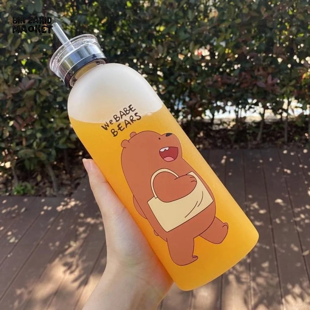 We Babe Bears Frosted Plastic Water Bottle with Straw 1000ml